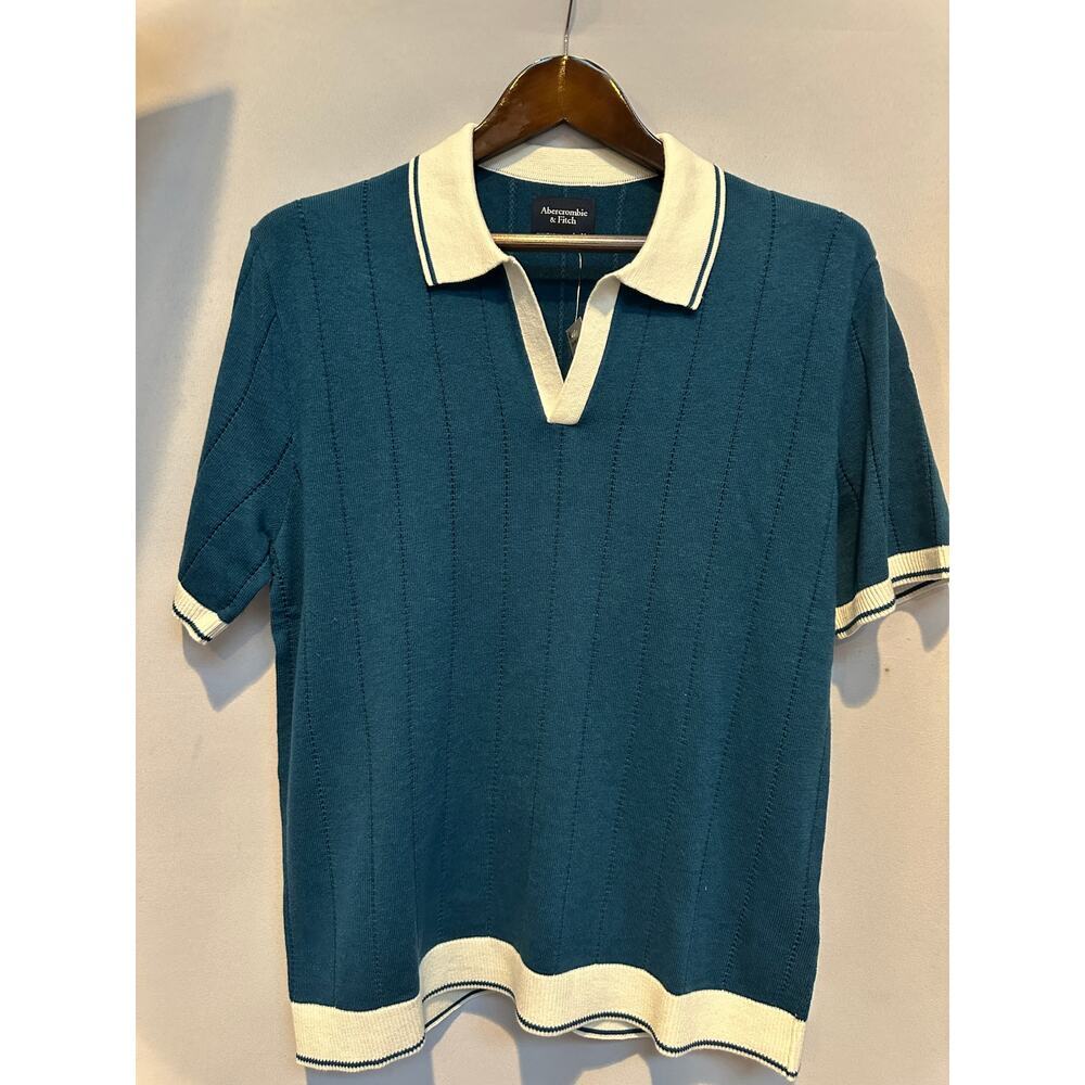 Men’s Abercrombie & Fitch Teal Short Sleeve Polo Sweater Size M